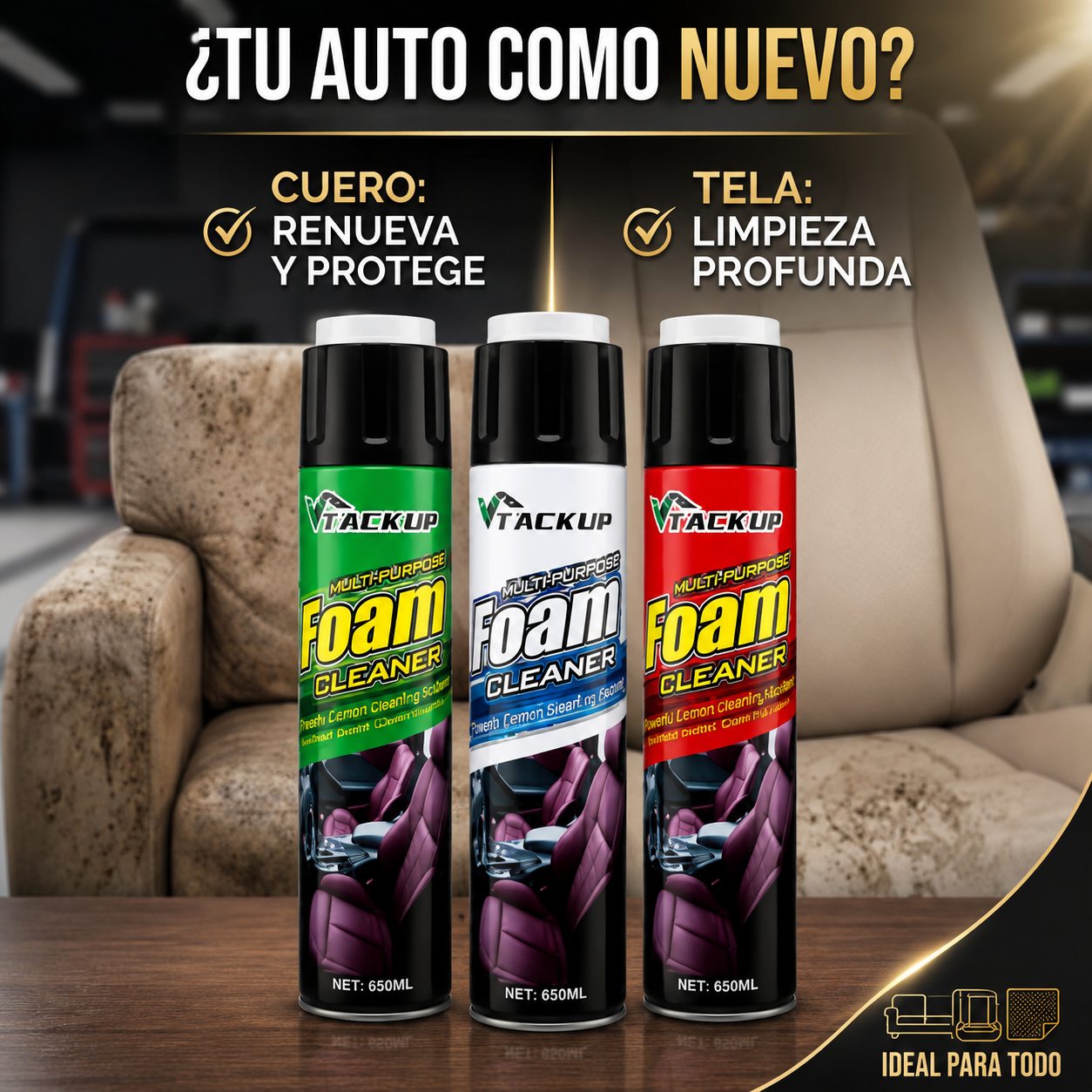 Limpiador de interiores para autos y muebles