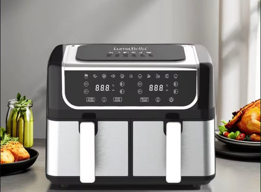 FREIDORA DE AIRE DOBLE LUMA BELLA , COCINA MÁS , MÁS RÁPIDO Y MÁS SALUDABLE